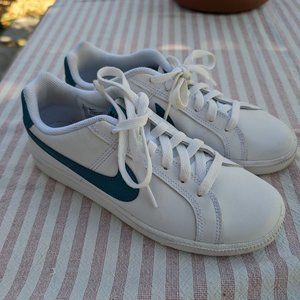 Nike Women's Court Royale sneakers, size 7, white with turquoise swoosh